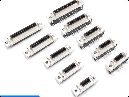 MDR SCSI 1000V Voltage Rating Servo Motor Connector with Right Angle and Straight Pin and Silver Gold Plated Contacts