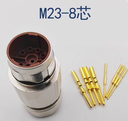 M23 4pin 8pin 6pin Servo Motor Connector Aviation Plug with 1000V Voltage Rating and Silver Gold-Plated Pins for Panel or Cable Mount