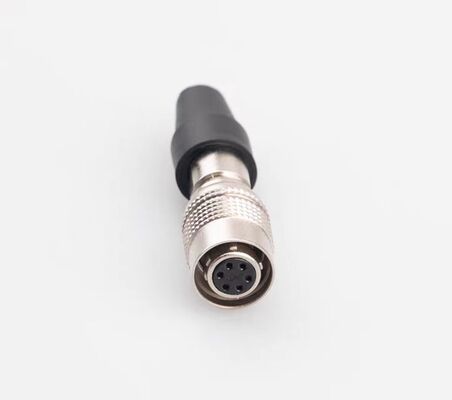 Hirose 6-pin HR10A-7P-6S Servo Motor Connector with 1000V Rating and Silver/Gold Plated Pins for Industrial Camera Power Supply